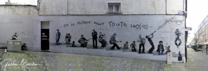 Superb graffiti in a dead end of "rue haute, Brussels.